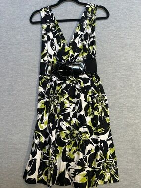 COREY P Tropical Floral Cruise Career Office Church Fitted Sundress w/Belt